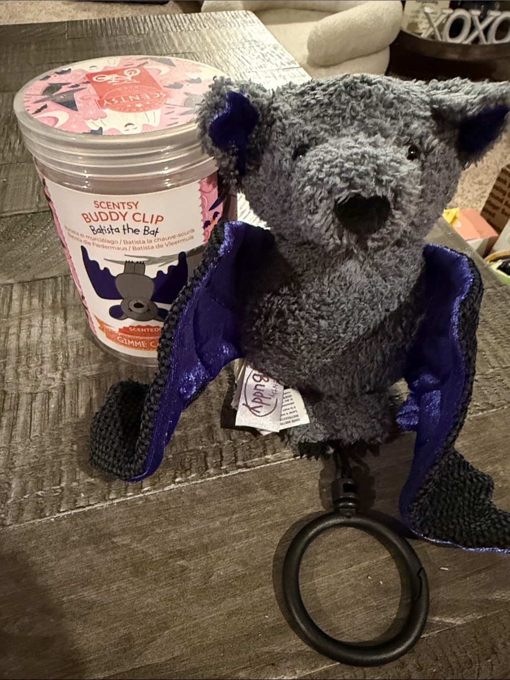 Scentsy Gray and Purple Bat Buddy Clip Plush - Brand New!!